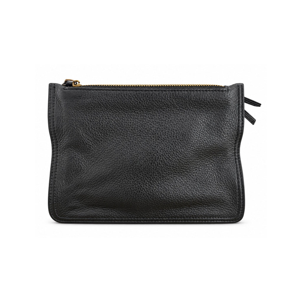 Black Genuine Leather Triple-Zip Crossbody Bag