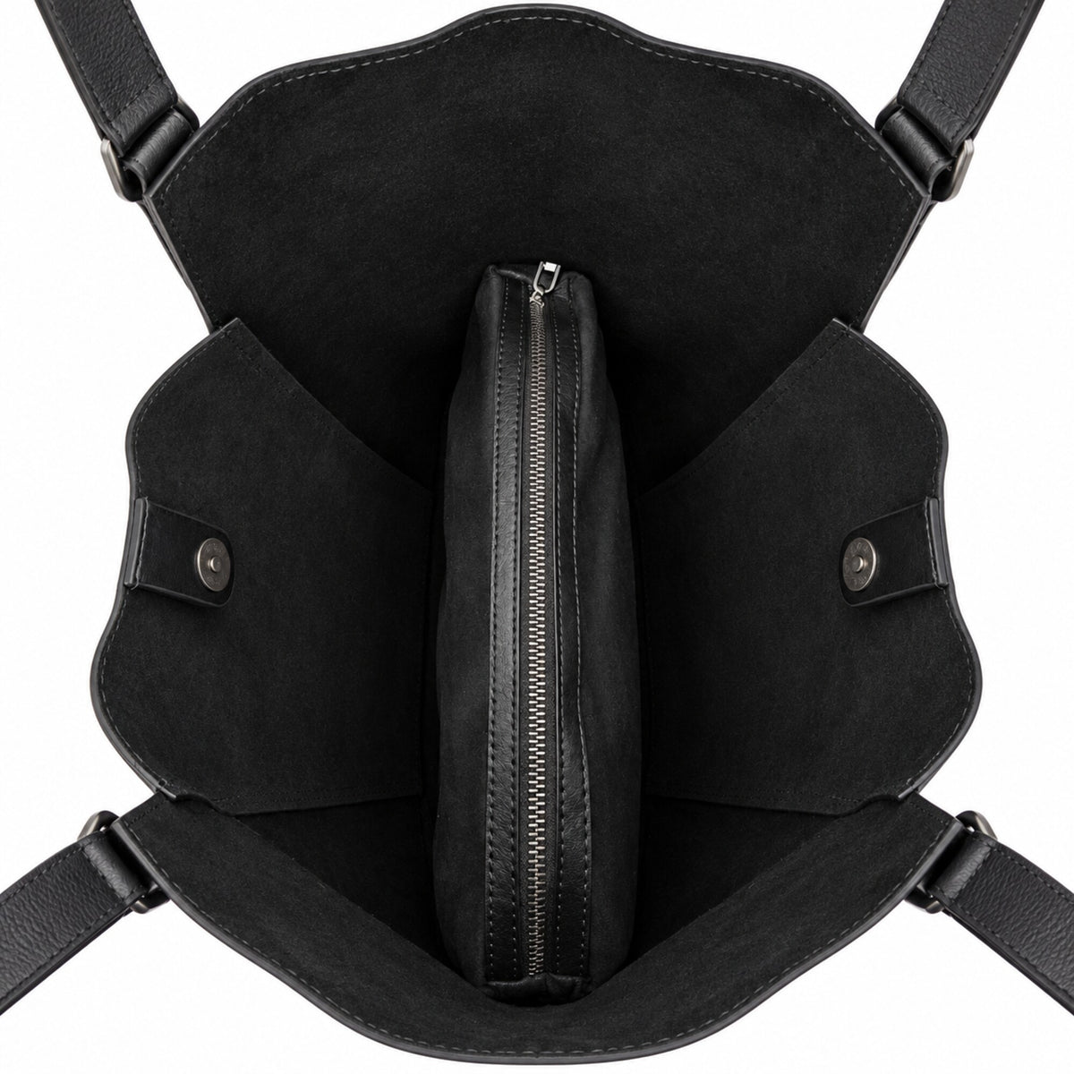 Minimalist Genuine Leather Tote Bag with Removable Pouch