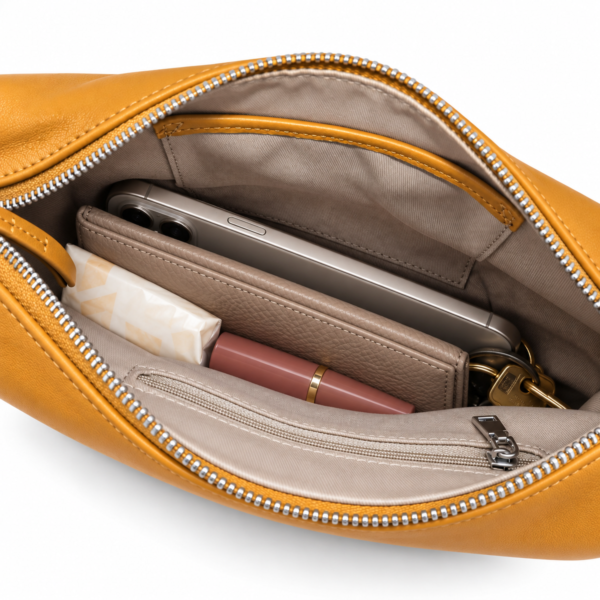 Convertible Caramel Leather Shoulder & Crossbody Bag with Adjustable Two-Piece Strap