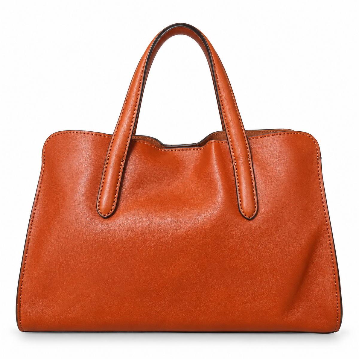 Classic Leather Tote Bag – Elegant Cognac Everyday Handbag