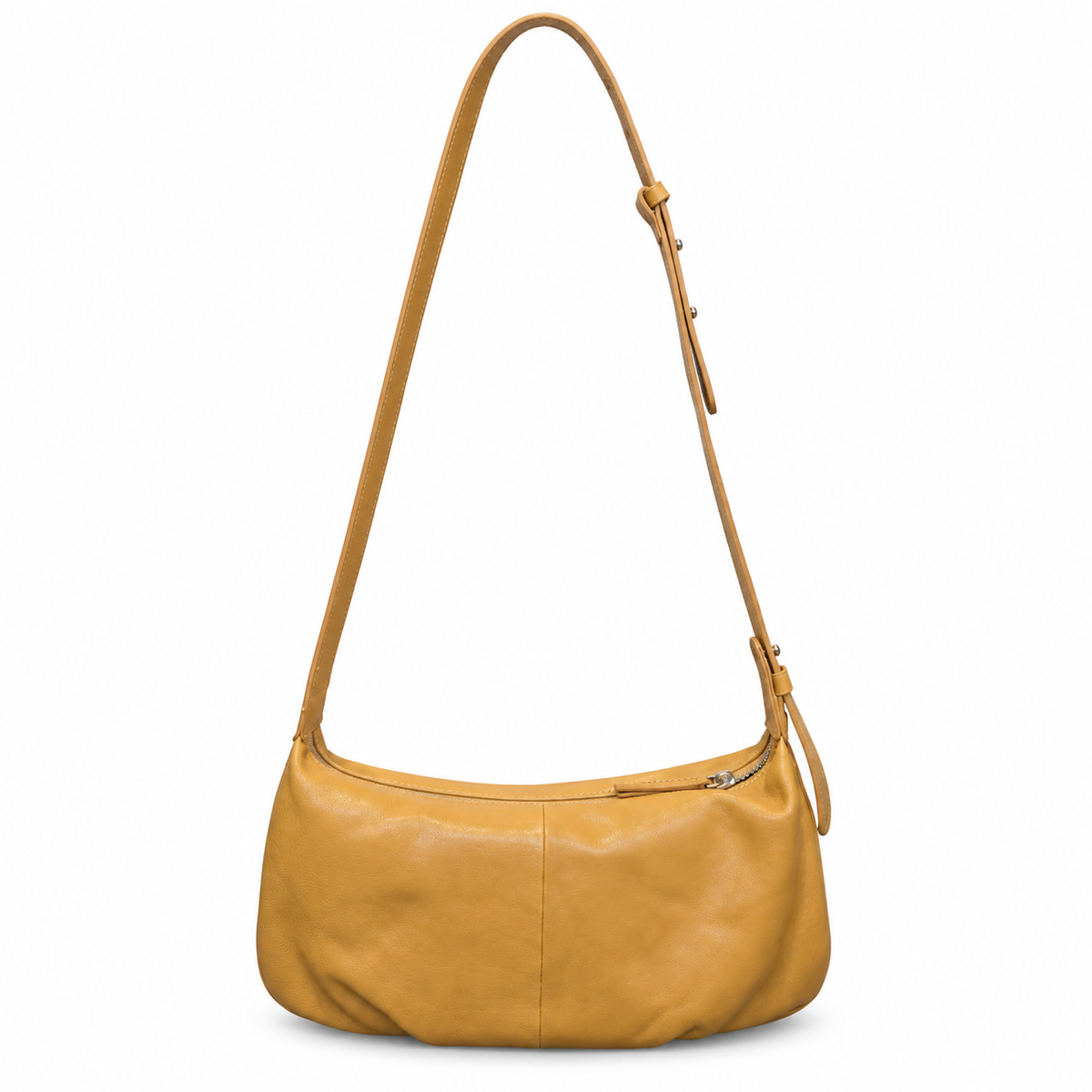 Convertible Caramel Leather Shoulder & Crossbody Bag with Adjustable Two-Piece Strap