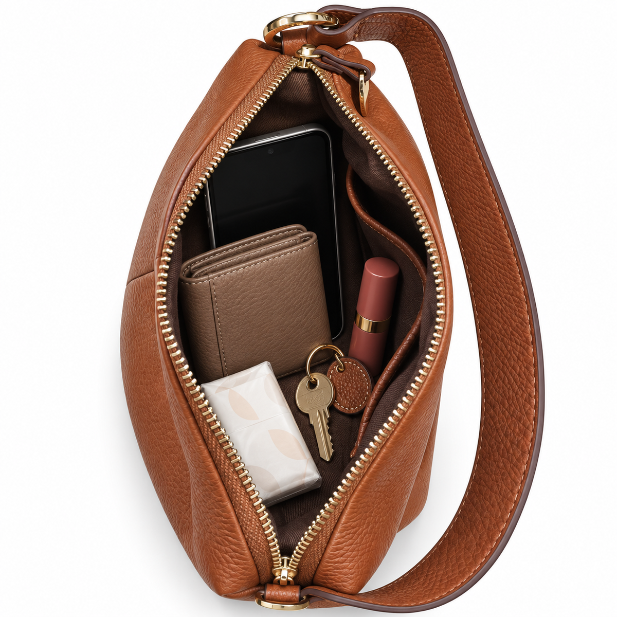Convertible Genuine Leather Shoulder & Crossbody Bag – Tan Brown