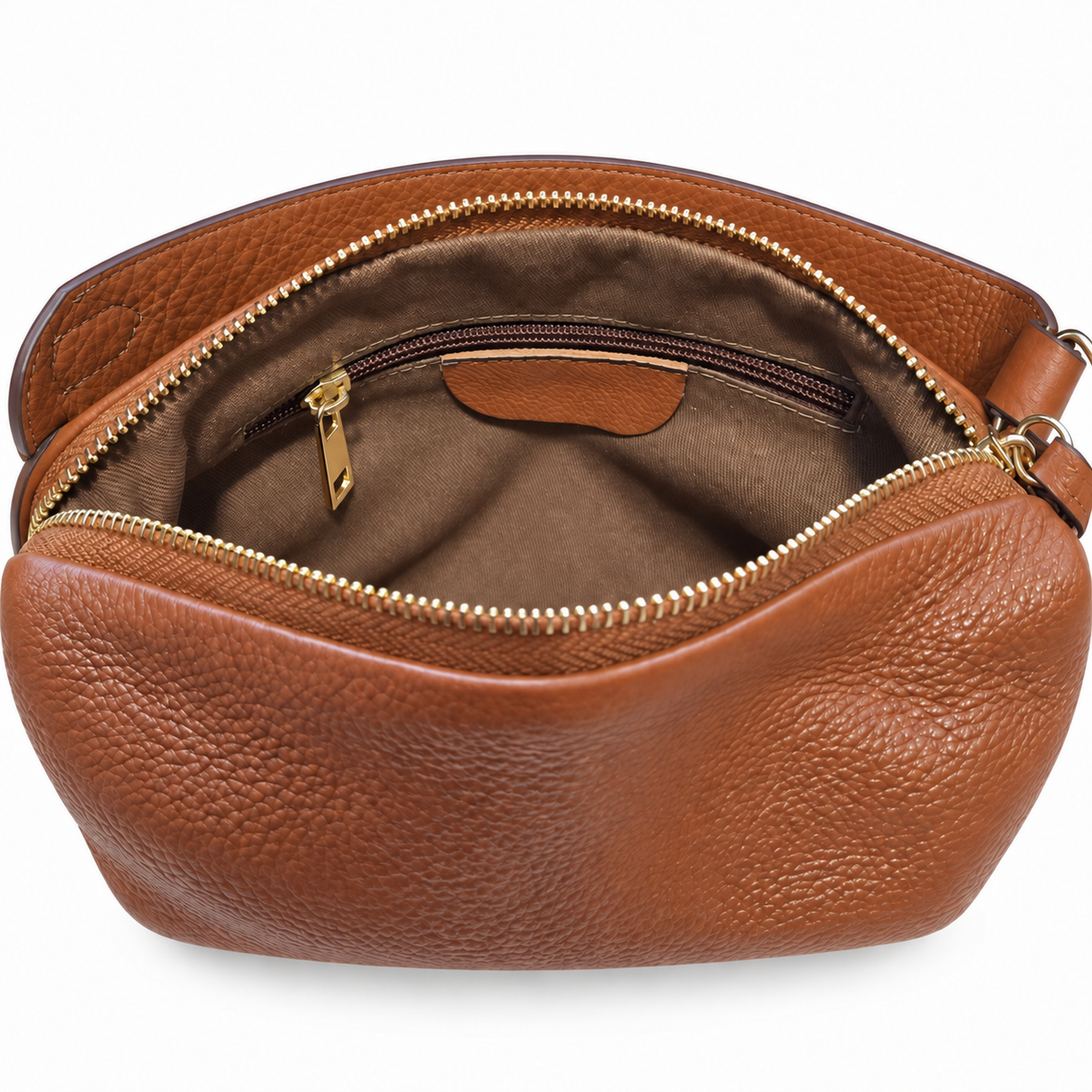 Convertible Genuine Leather Shoulder & Crossbody Bag – Tan Brown