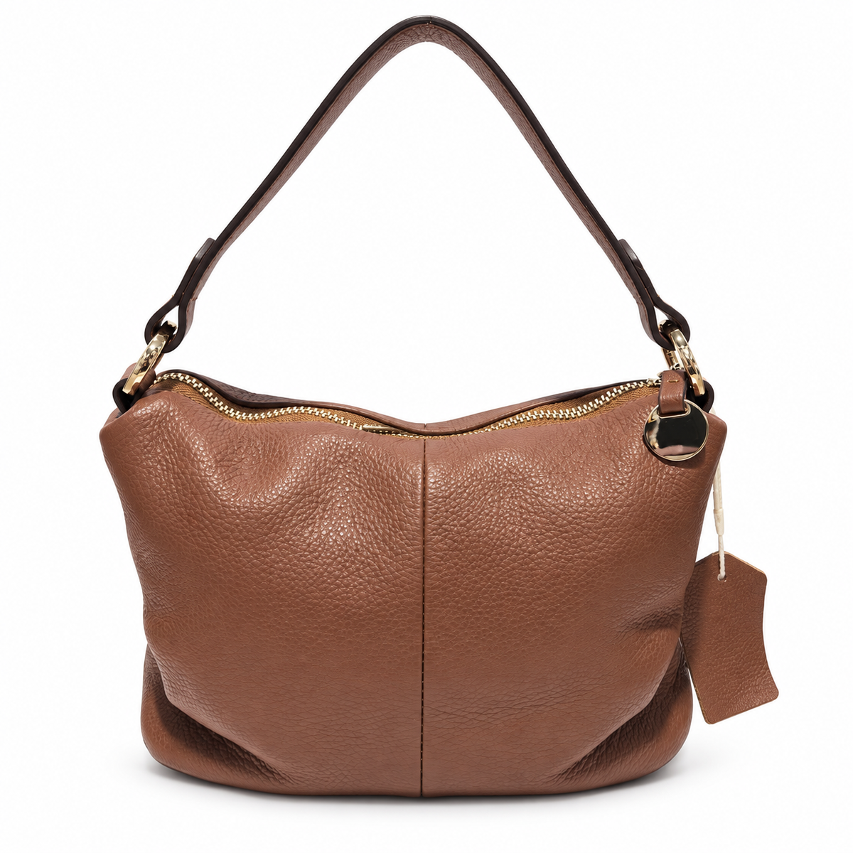 Convertible Genuine Leather Shoulder & Crossbody Bag – Tan Brown