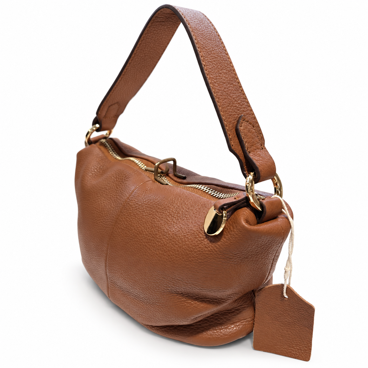 Convertible Genuine Leather Shoulder & Crossbody Bag – Tan Brown