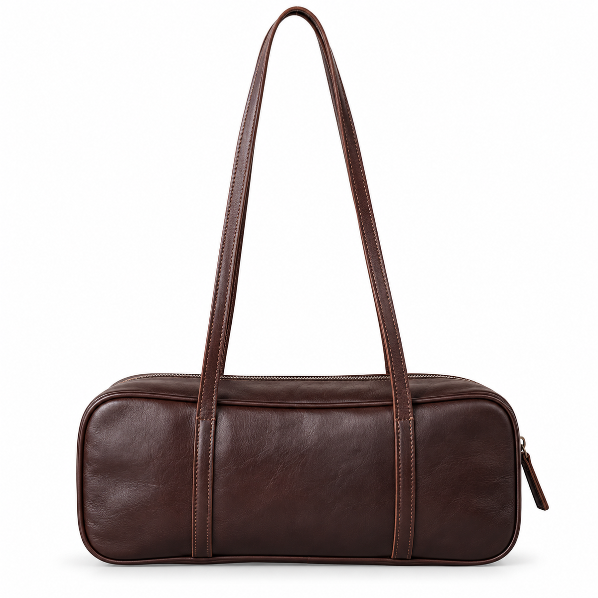 Genuine Leather Shoulder Bag – Vintage Brown Everyday Handbag