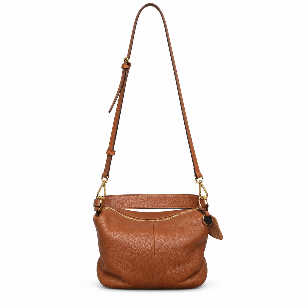 Convertible Genuine Leather Shoulder & Crossbody Bag – Tan Brown